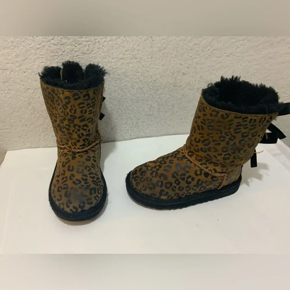 Ugg Toddler Bailey Bow Leopard Boots Chestnut 1008217T